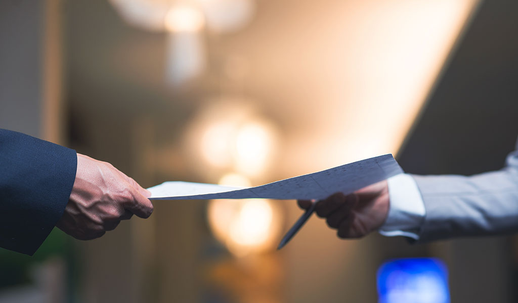 client receiving his documents