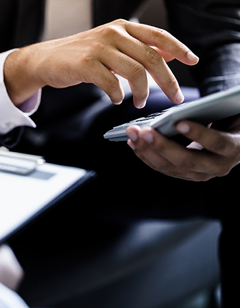 two men discussing finance