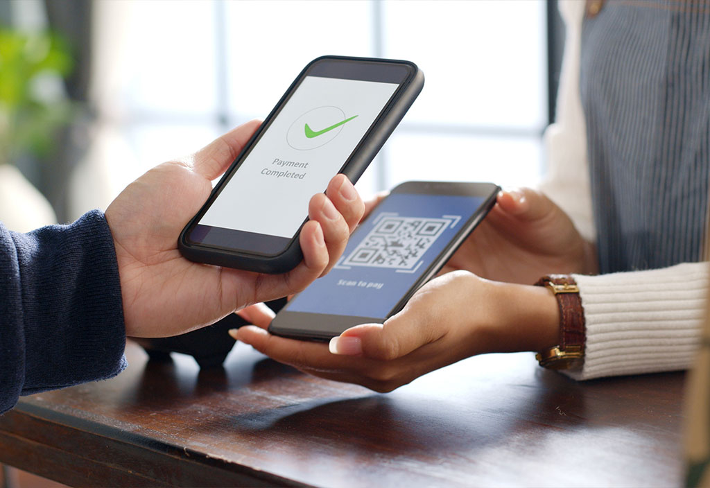 a client using his mobile application to make payment 